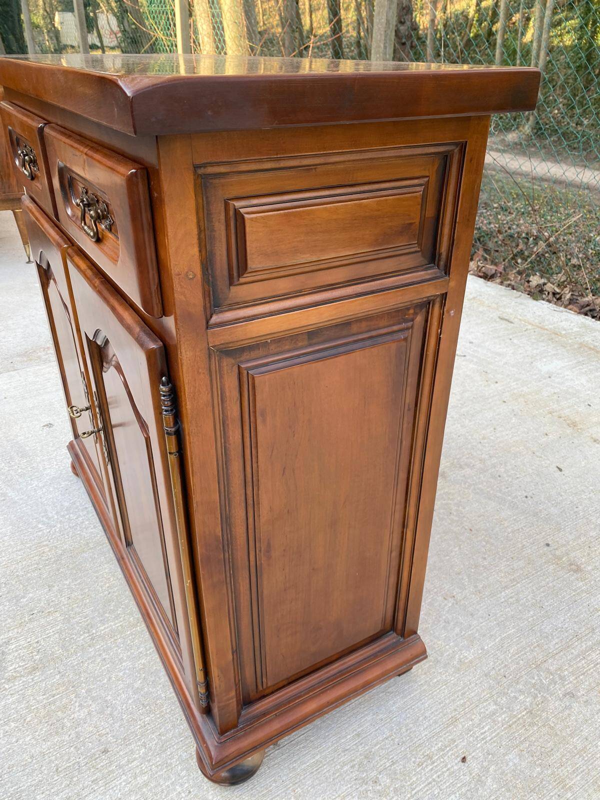 English sideboard with 2 doors and 2 drawers, solid satin cherry wood
