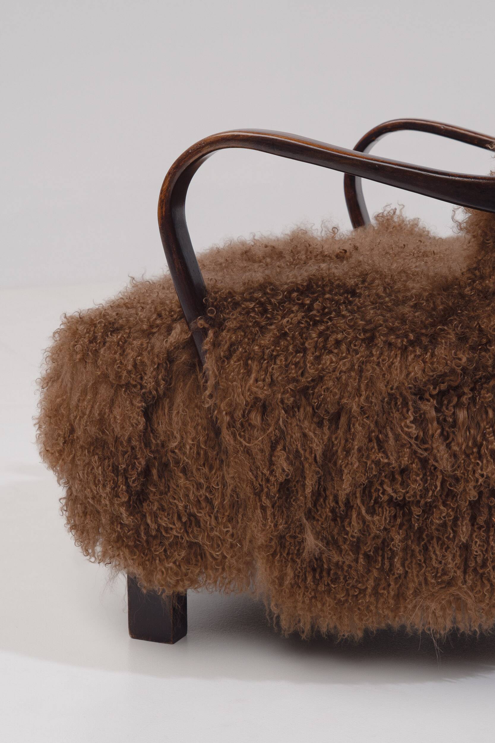 Caramel Scandinavian Art Deco Armchairs in Mongolian Sheepskin, 1950s
