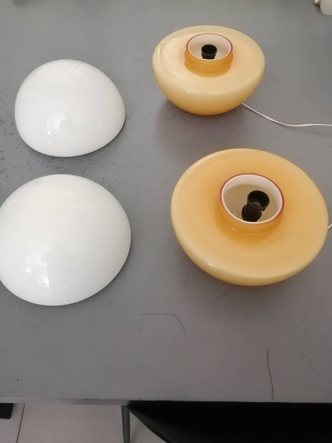 Pair of vintage glass table lamps