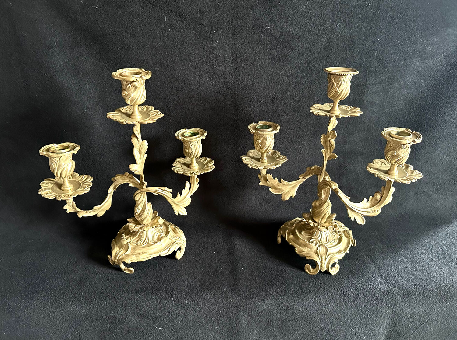 Pair of candlesticks, bronze candelabras, 19th century.