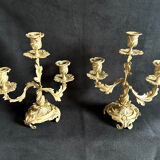 Pair of candlesticks, bronze candelabras, 19th century.
