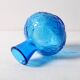 Vintage Small Blue Pressed Glass Vase with Flowers Pattern / Italy / 1960