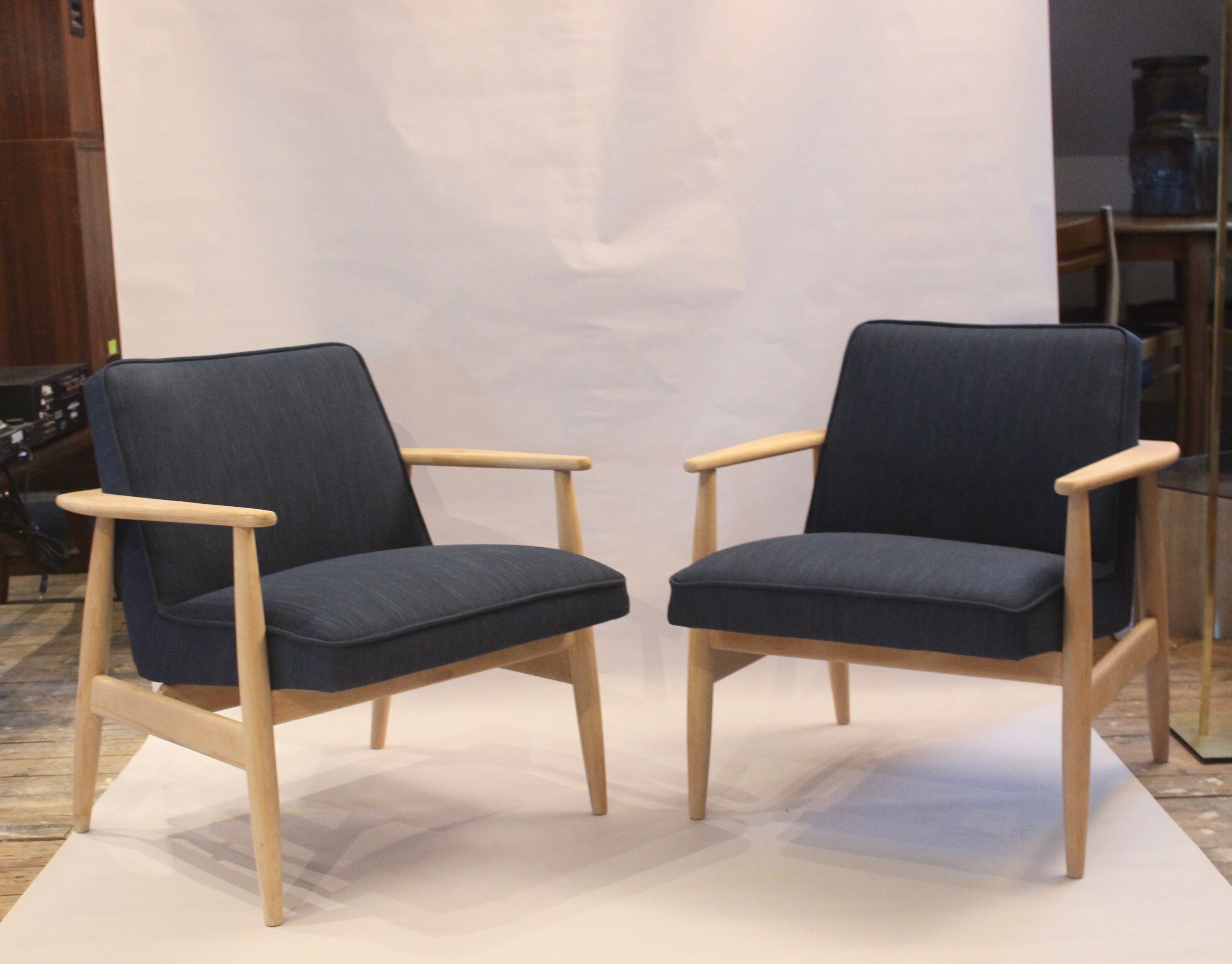 Armchairs created by Mr. Zieliński year 60 blue fabric