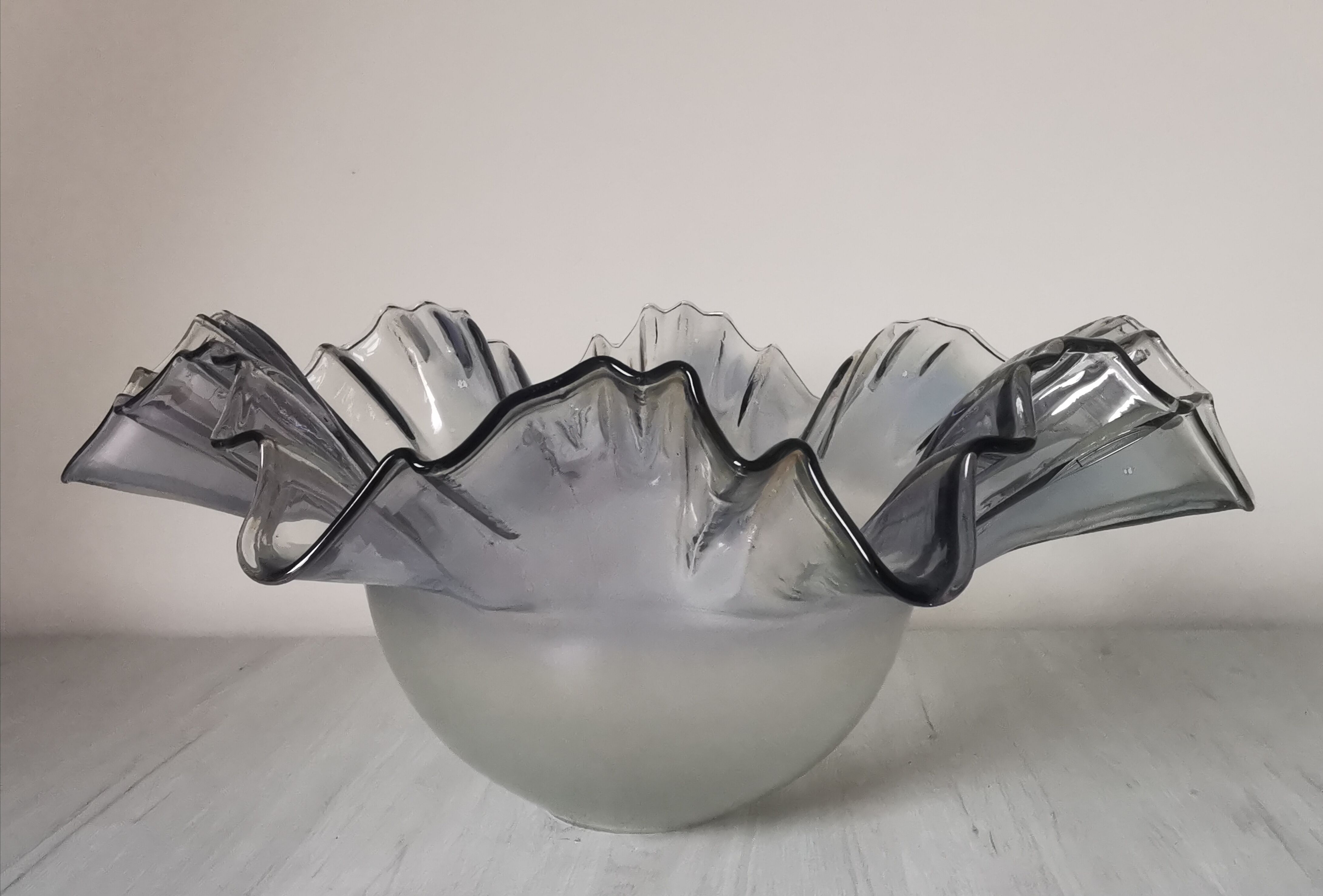 Iridescent glass/silver lamp tulip