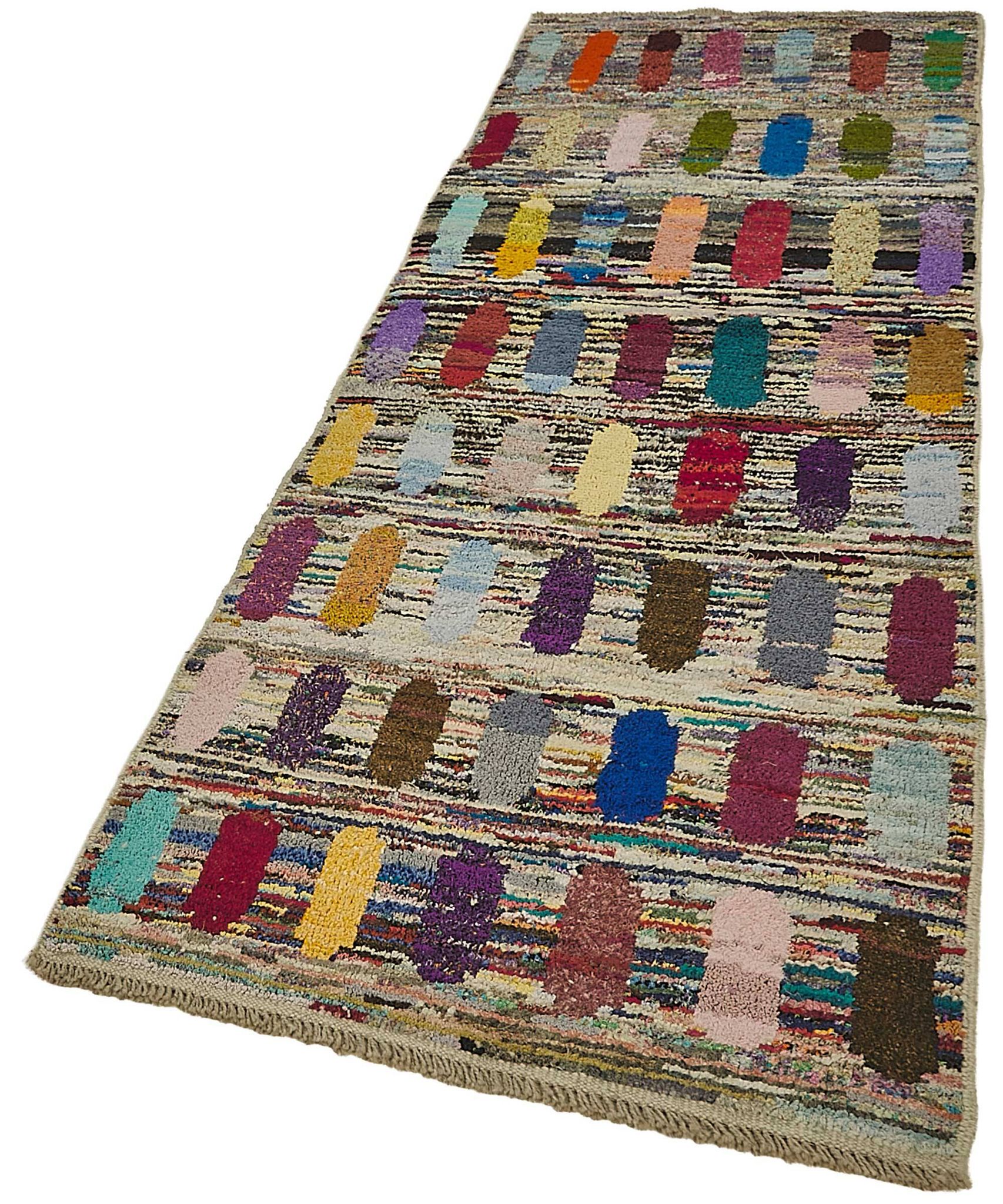 Tapis boho recyclé turc fait main 94 cm x 275 cm
