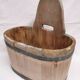 Tub / seille in laid, old swiss wooden cache pot planter, savoie