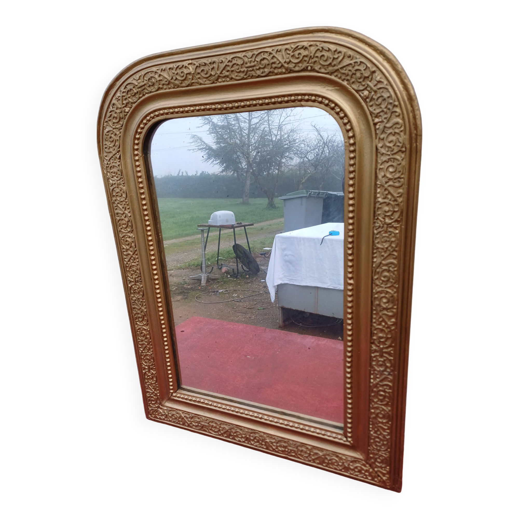 19th century wood and gilded stucco mirror