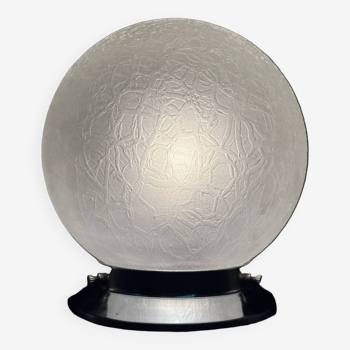 Globe Art Deco ceiling light in frosted crackled glass