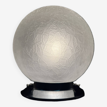 Plafonnier Globe Art Déco en verre craquelé dépoli