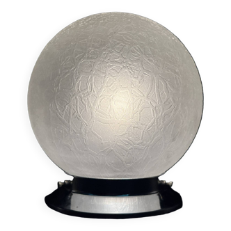 Globe Art Deco ceiling light in frosted crackled glass