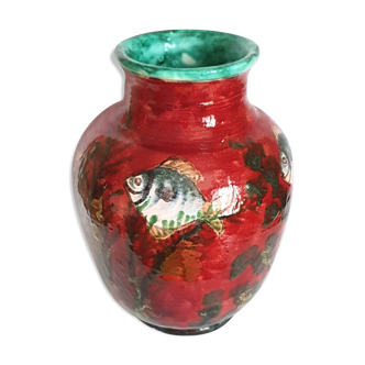 Vase decoration of goldfish enamel