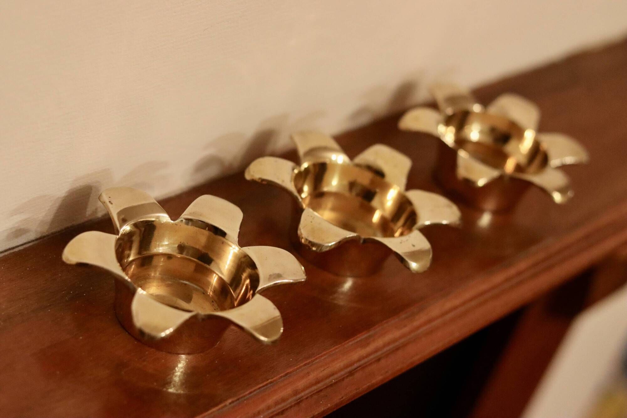 Trio of Mid-Century Swedish Brass Candle Holders by Scandia