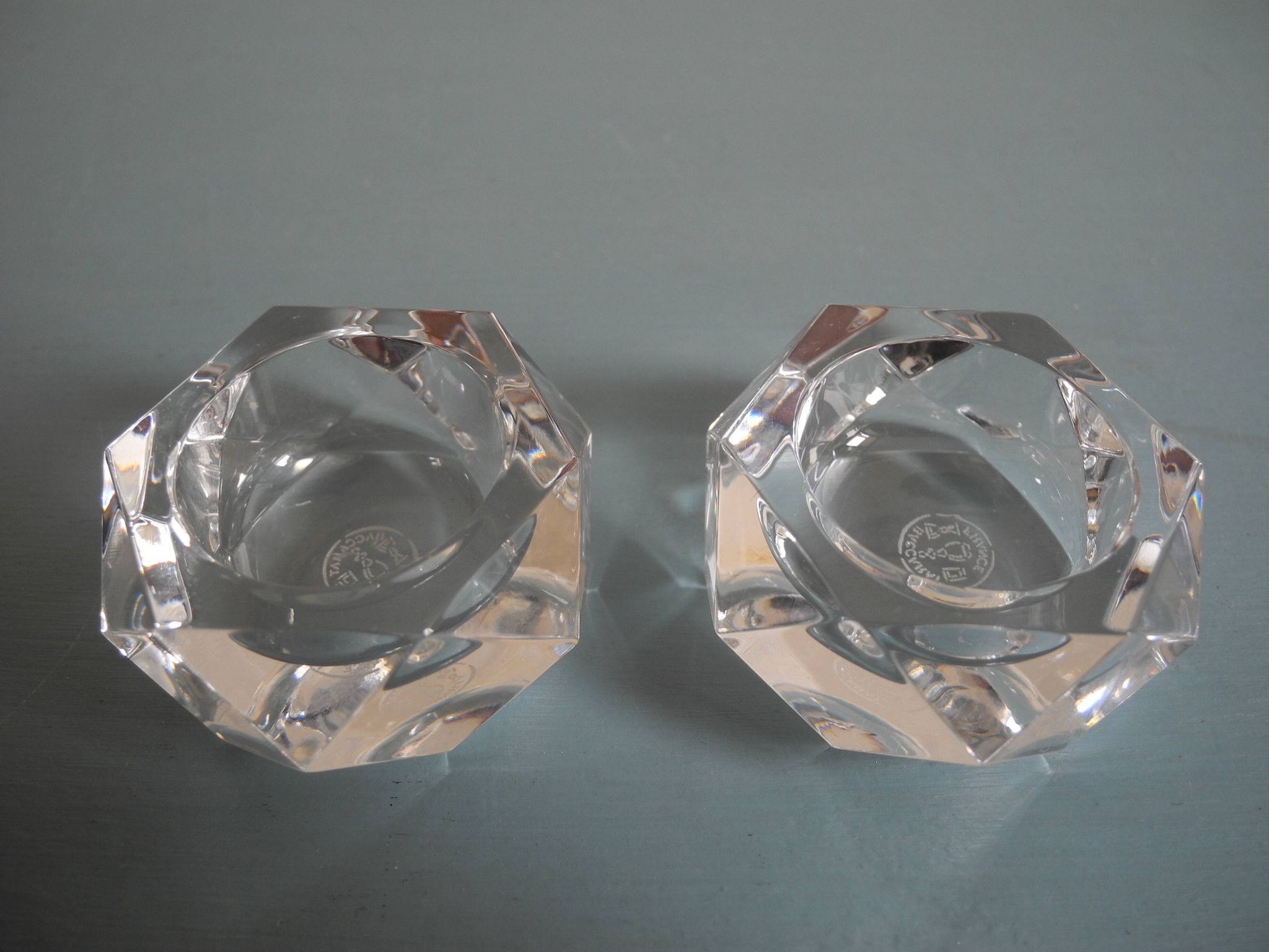 pair of salt shakers Baccarat art table vintage crystal salt shakers