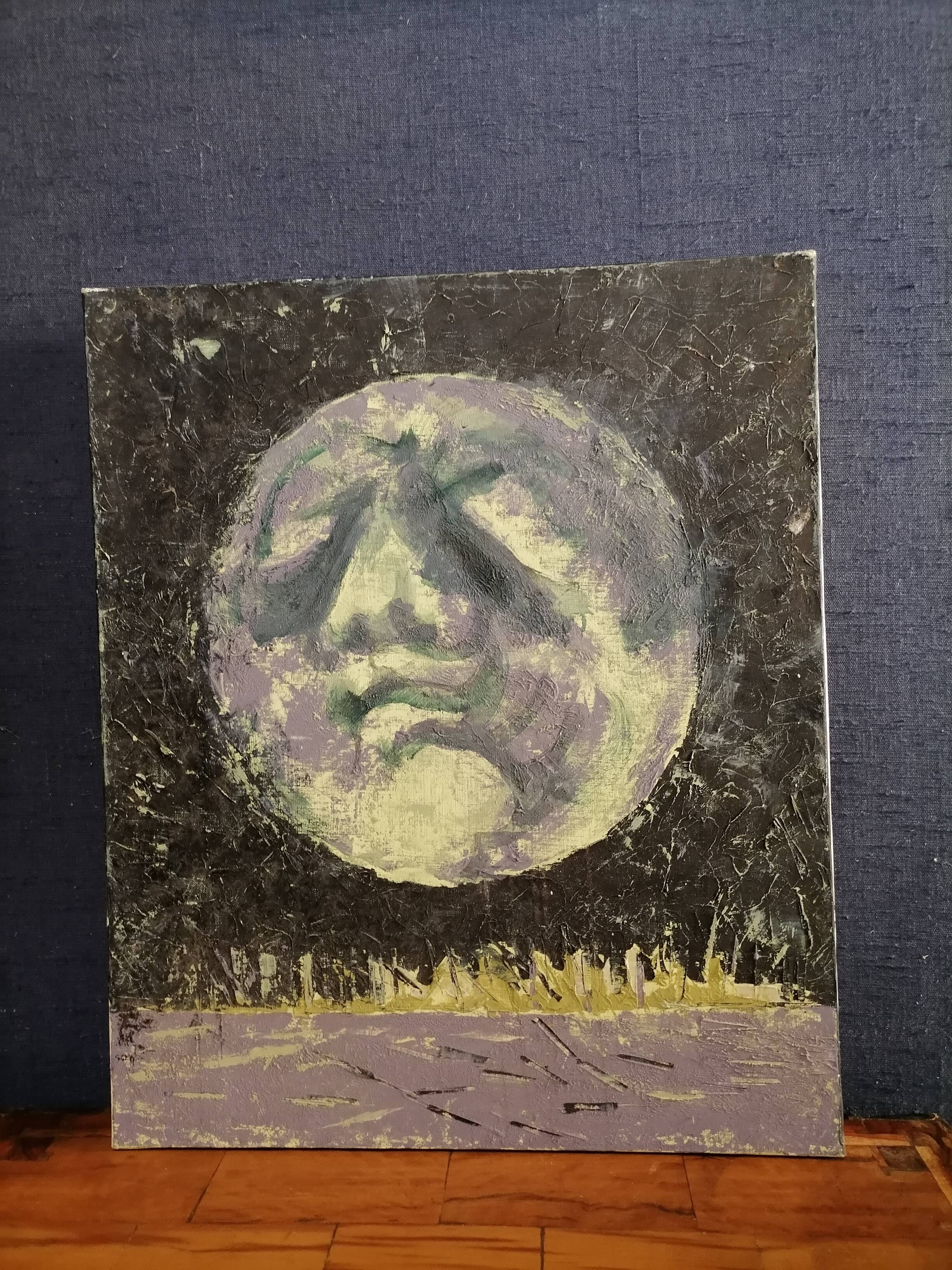 Contemporary moon painting on canvas
