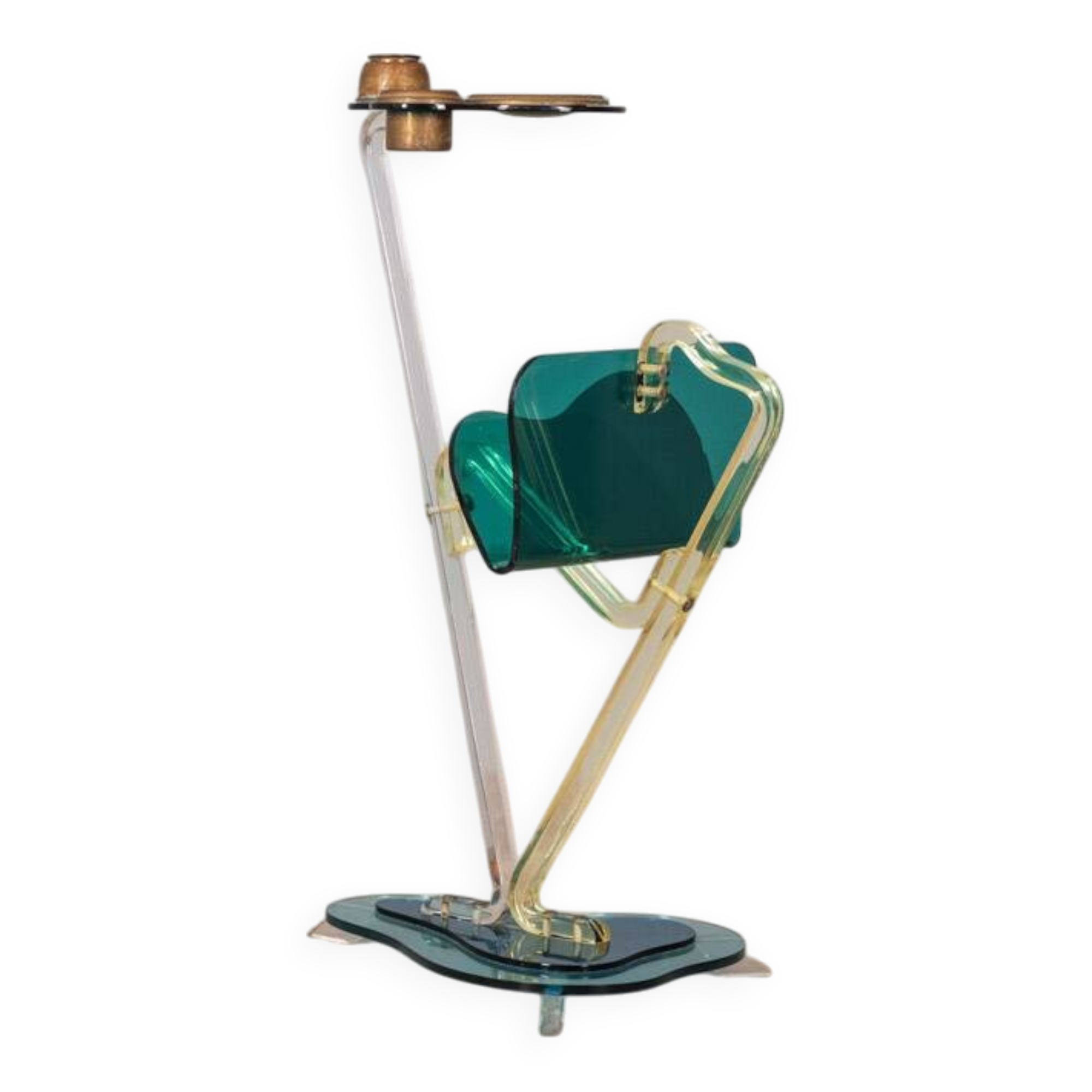 Vintage 1980s floor magazine rack with ashtray, designed by Ambrosio Milano