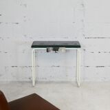 Tubular steel console, black glass tray, circa 1950