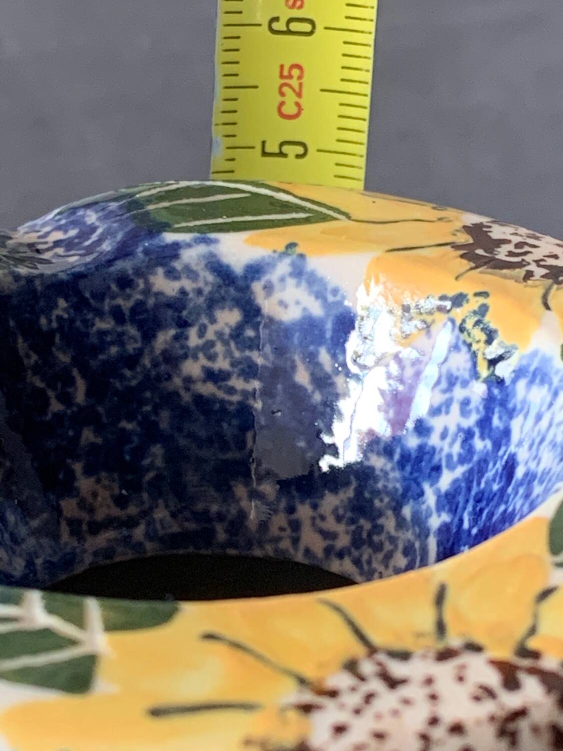 cendrier marocain décor fleurs bleu/jaune/vert