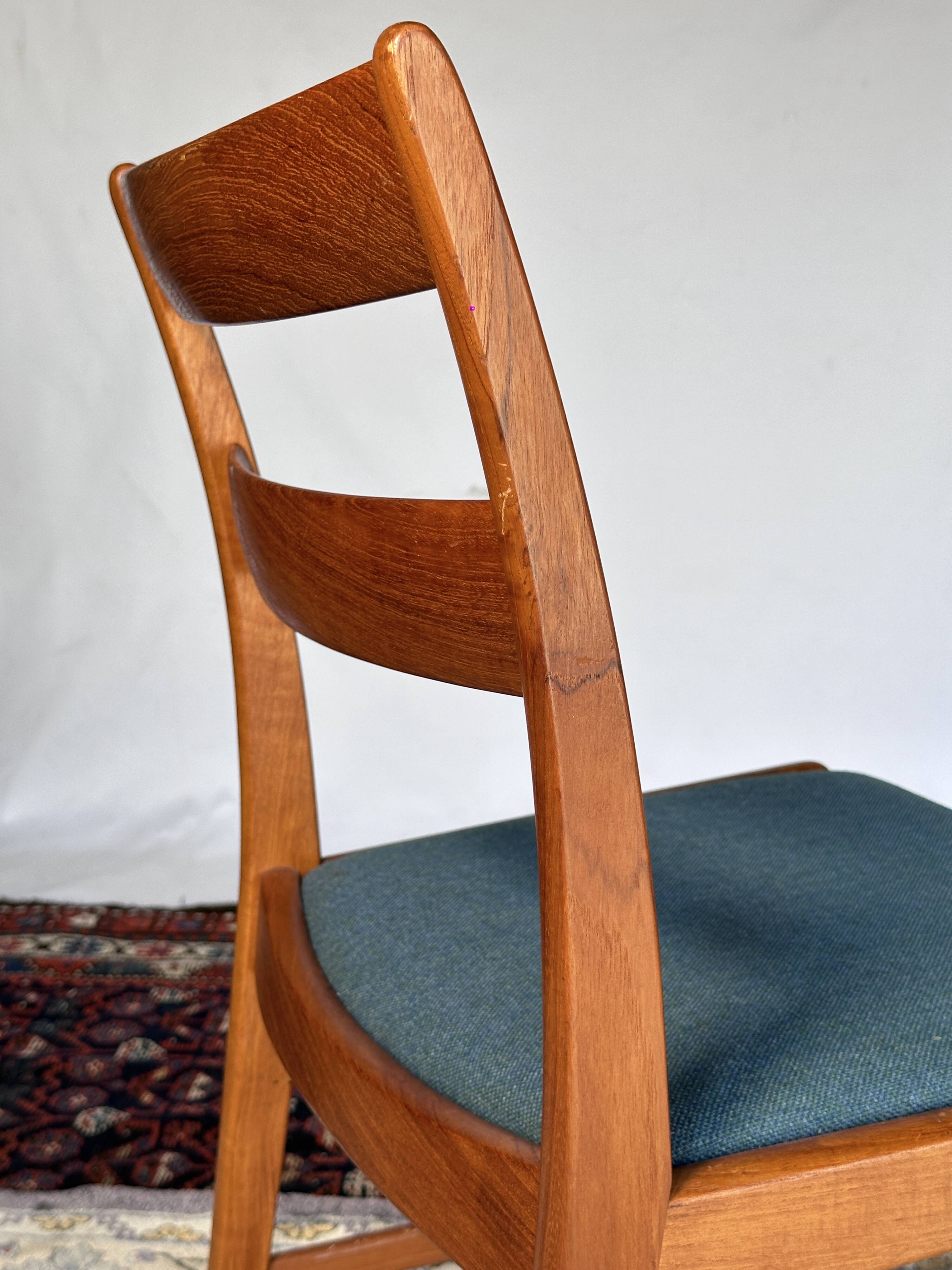 Set of 4 vintage Danish wood and wool chairs by Sax, Denmark 1960s