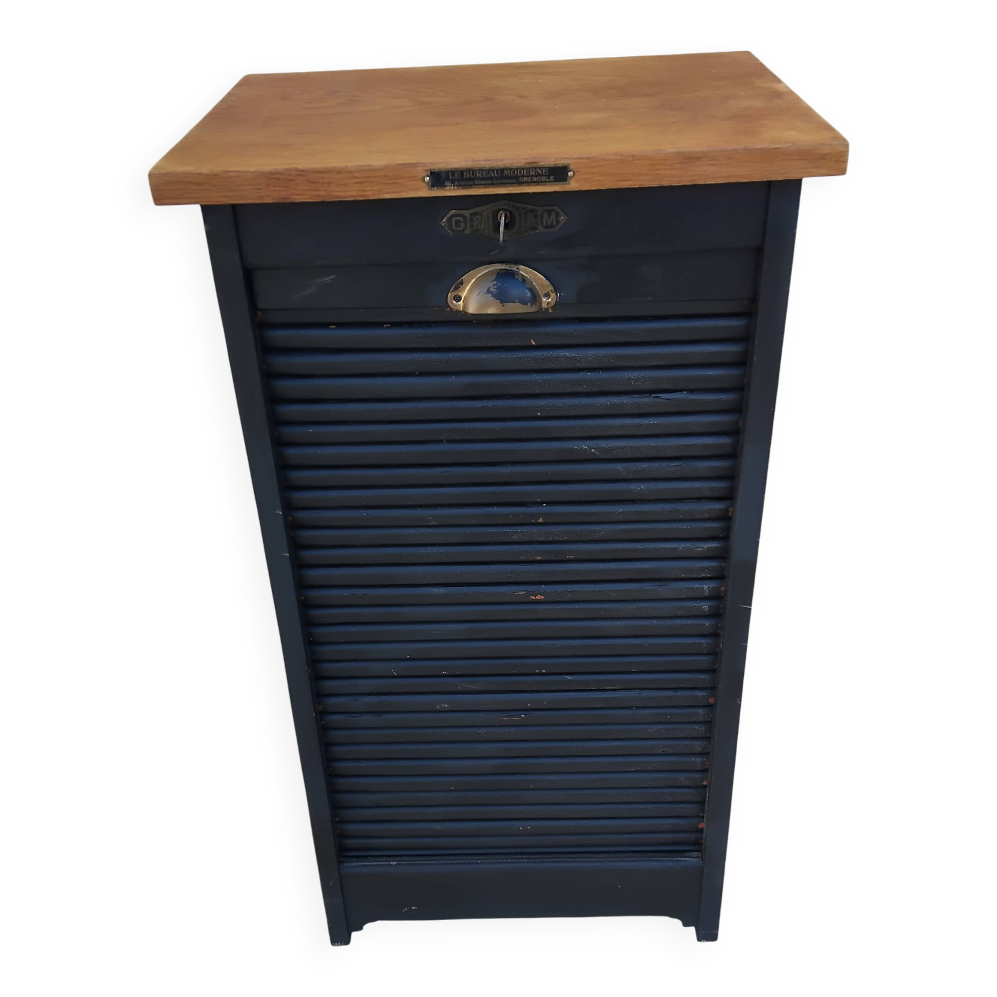 Vintage GRADIAM filing cabinet with a flap.