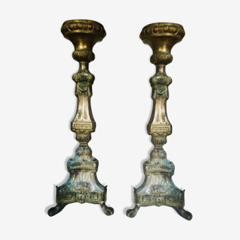 Pair of church candleholders, 19th century
