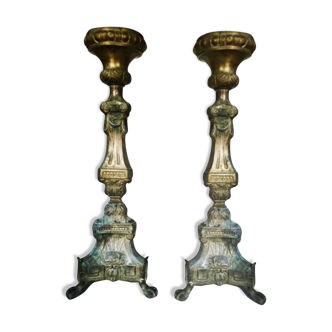 Pair of church candleholders, 19th century