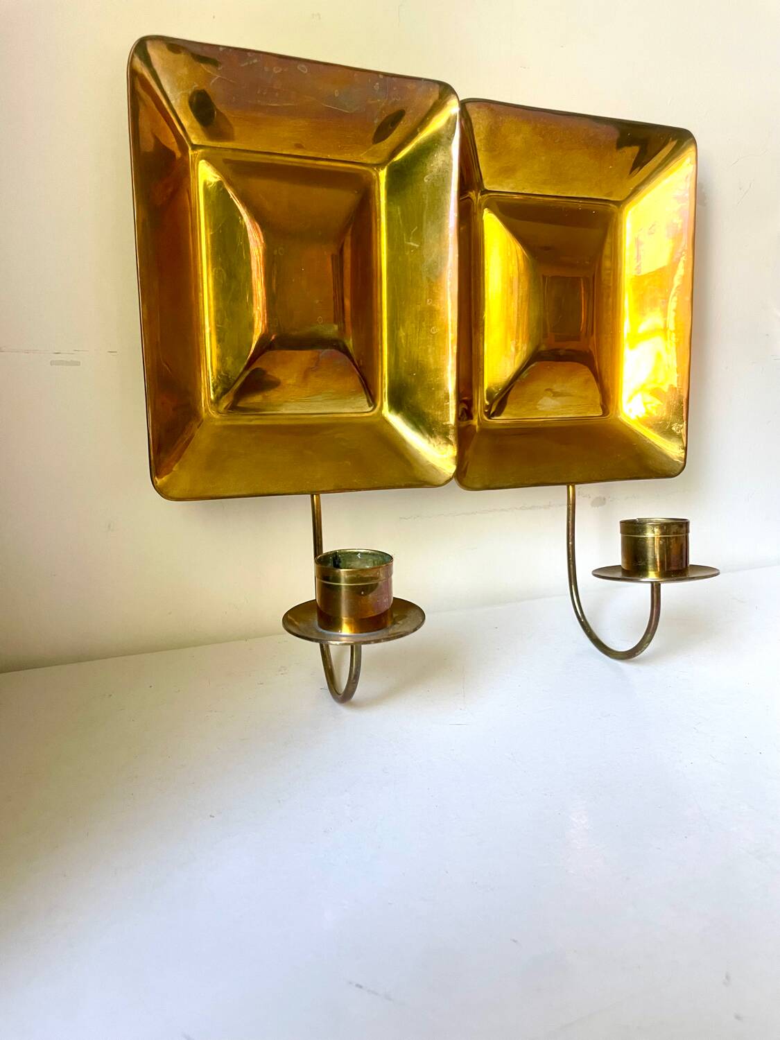Pair Vintage Brass Wall Candle holder  Sconce  height 24 cm