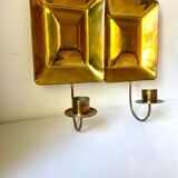 Pair Vintage Brass Wall Candle holder  Sconce  height 24 cm