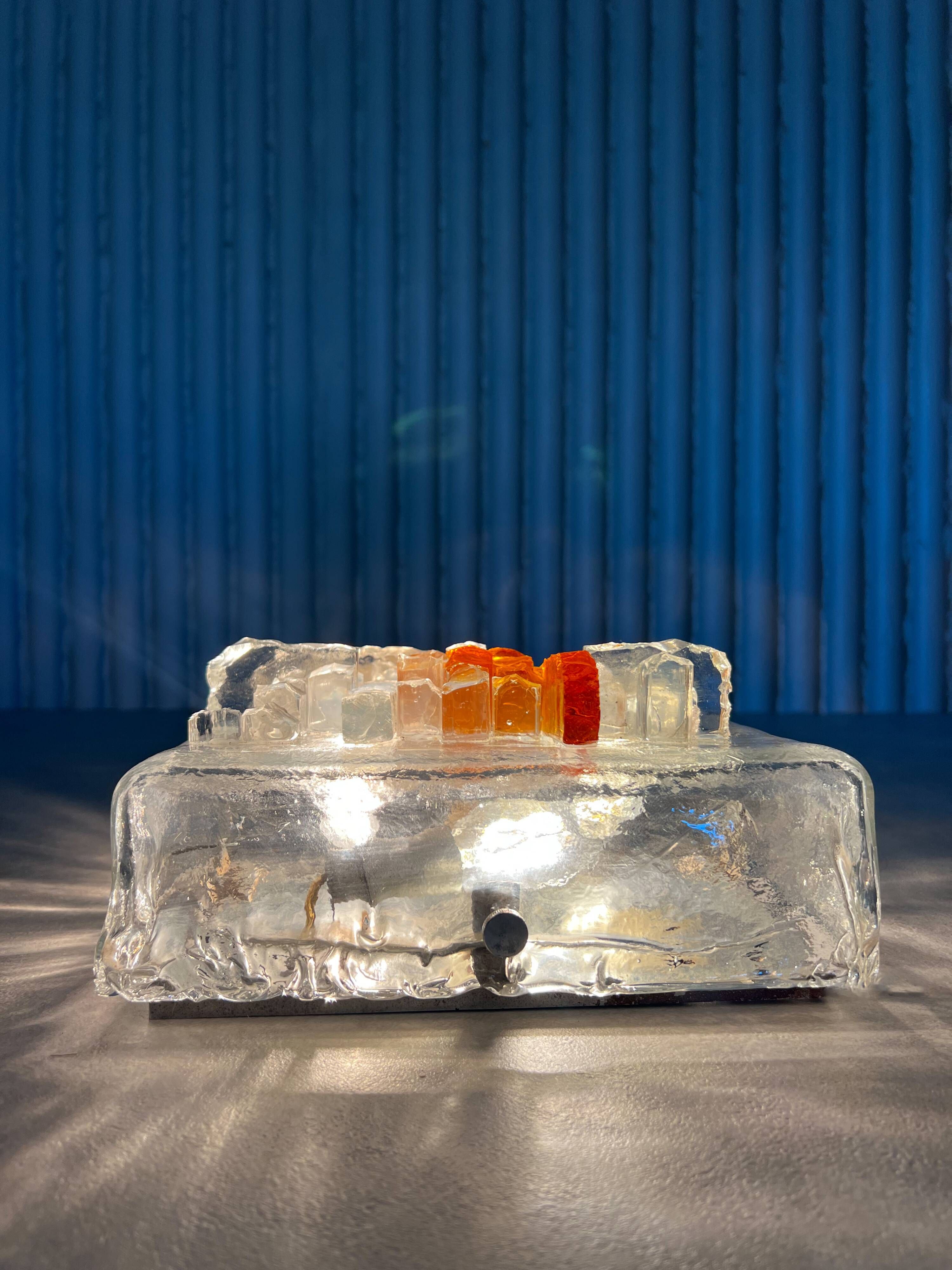 Vintage PoliArte Glass Wall / Ceiling Lamp — Italian Sculptural Lighting