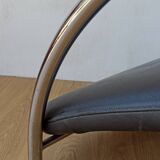 Chromed leather armchair, chaise longue from the 1970s.