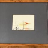 Painting: abstract watercolor - sunset facing the port