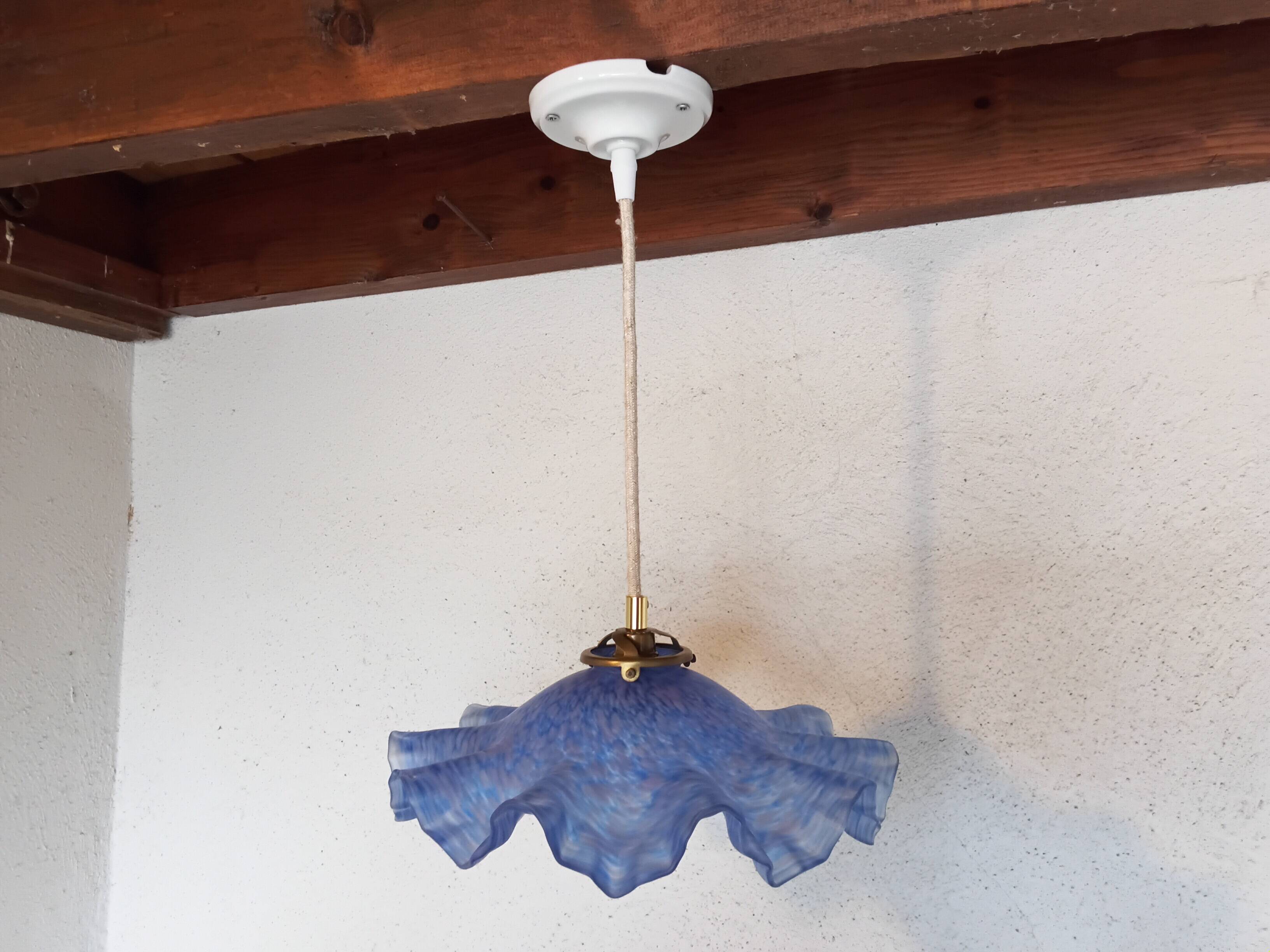 Vintage draped opaline glass pendant.