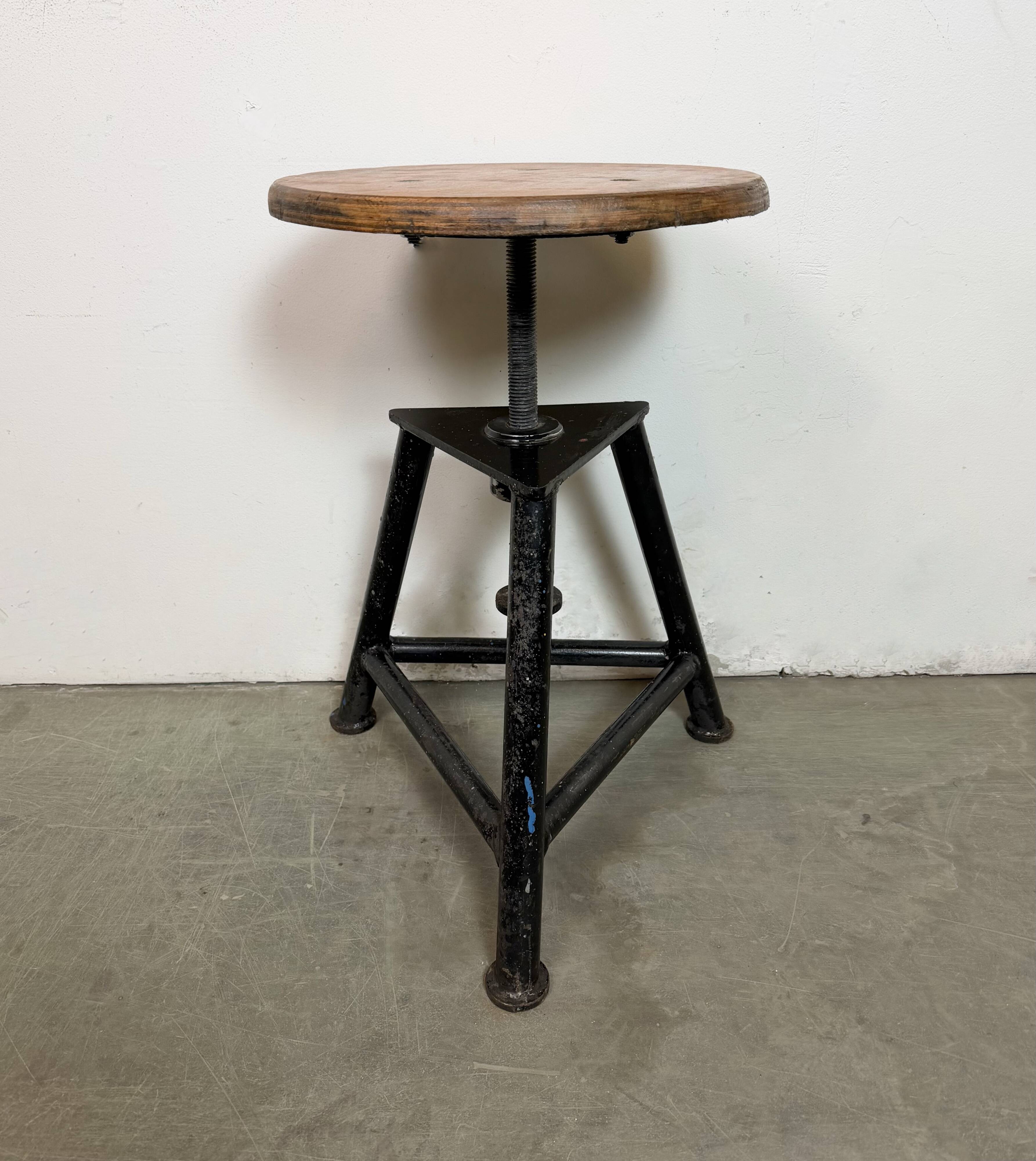 Black Industrial Workshop Swivel Stool, 1960s