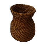 Cache pot ancien en fibres végétales tressées