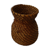 Cache pot ancien en fibres végétales tressées