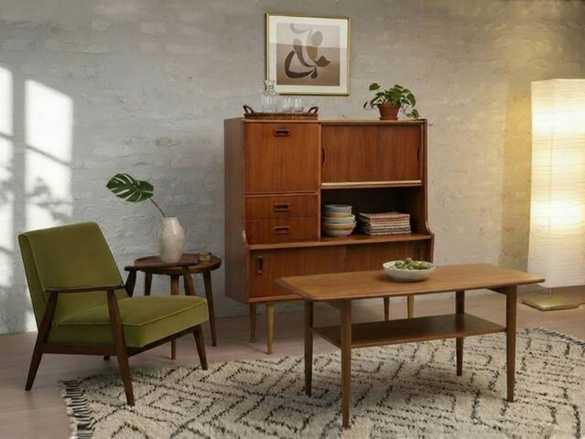 Buffet bar scandinave vintage années 60 teck