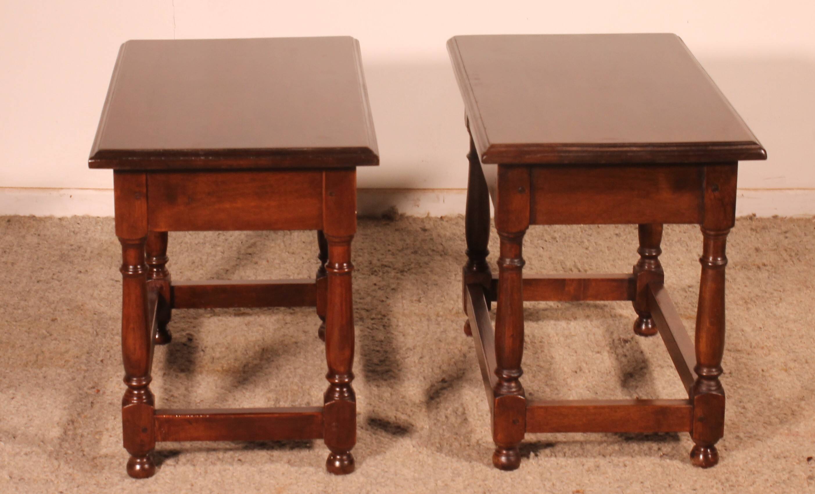 pair of Spanish walnut bedside tables or side tables