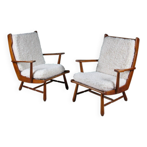 Paire de fauteuils en - massif