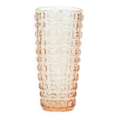 Vulkany vase, modernism, pressed pink glass, Ząbkowice, Poland, 1970s