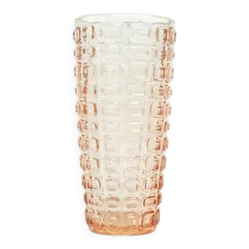 Vulkany vase, modernism, pressed pink glass, Ząbkowice, Poland, 1970s