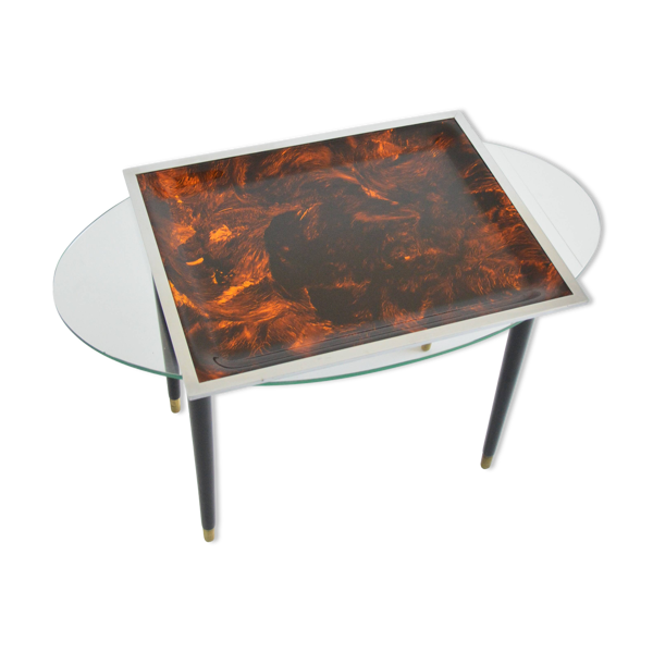 Plateau Christian Dior en plexiglass imitation écaille de tortue et chrome