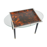 Plateau Christian Dior in plexiglass imitation tortoiseshell and chrome.