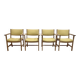 Set of 4 armchairs stamped Hans Wegner "Scandinavian design" 1960.