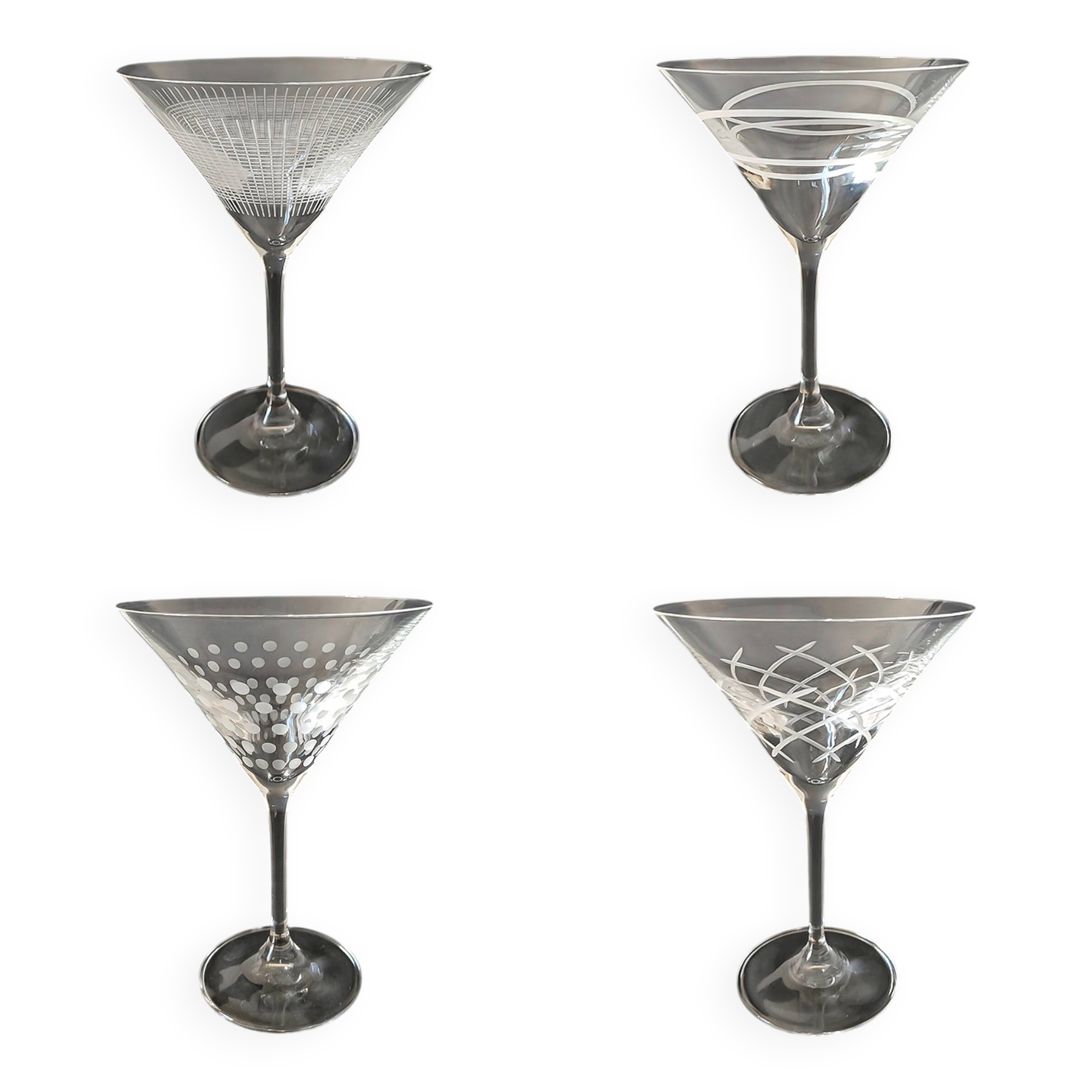 Vintage set of 4 Martini glasses
