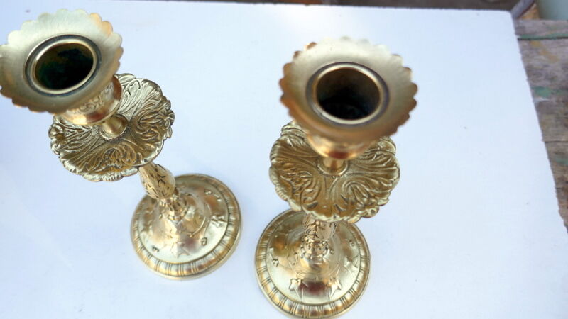 Brass candle holders XIXth