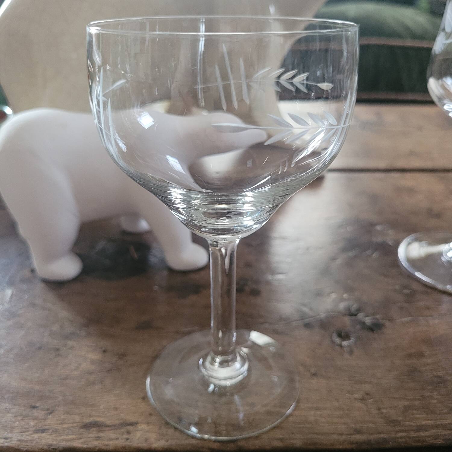 Set of 6 antique chiseled glasses – mismatched & original