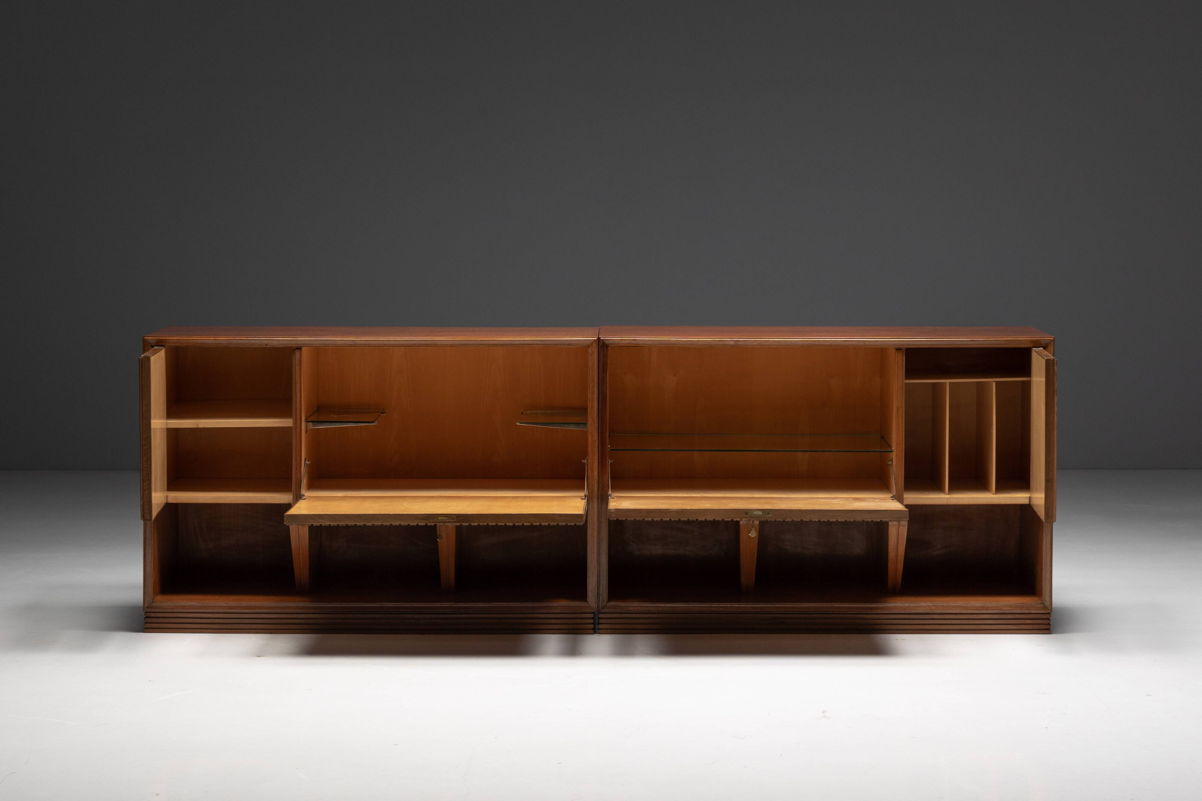 Modernist slatted credenza, Italy, 1960s