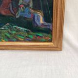 Old signed painting Oil on canvas dimensions: height -63cm- width -81 cm-