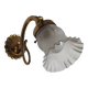 French Vintage Brass Single Wall Light Patterned Frilled Glass Shade