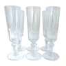 Six champagne flutes art deco by the cristallerie of Portieux Crystal
