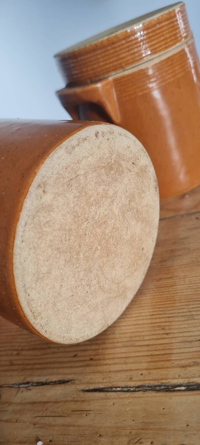 Pair of stoneware grease pots